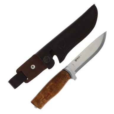 Helle GT Fixed Blade Knife Helle Steel/Curly Birch with Leather Sheath HF36