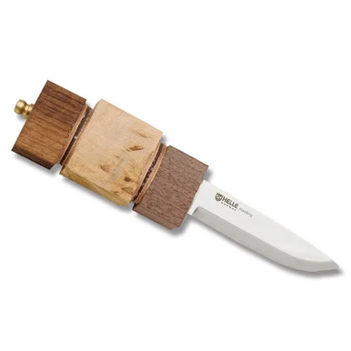 Helle Harding with Unfinished Curly Birch Wood and Stacked Leather Handle HF801