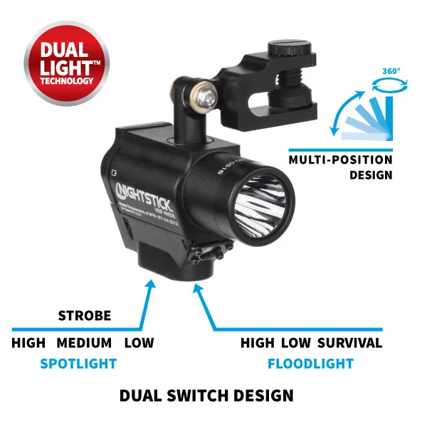 Helmet-mounted Multi-Function Dual-Light Flashlight