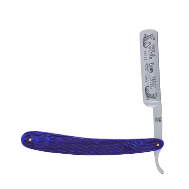 Hen & Rooster Blue Pickbone Straight Razor Folding Knife HRI401BLPB