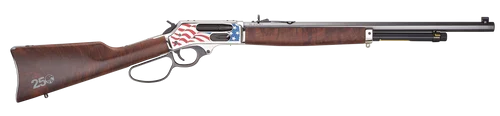Henry H10 America's 250th Anniversary Tribute 45-70 Gov, 22" Octagon Barrel, Engraved, Fancy American Walnut, American Flag Cerakote, Adj Semi-Buckhorn Rear, Brass Bead Front, 4rd