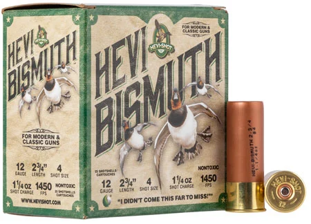 HEVI-Shot HS14704 HEVI-Bismuth12 Gauge 2.75″ 1 1/4 oz Bismuth 4 Shot 25 Per Box/ 10 Case