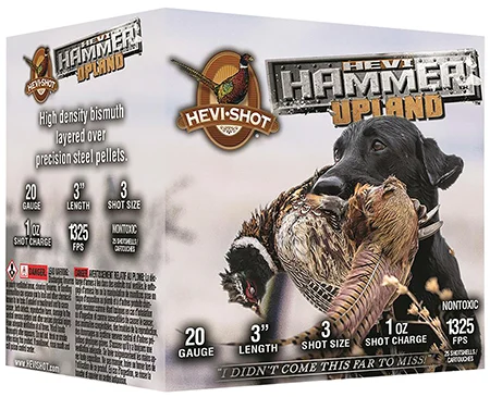 HEVI-Shot HS29213 HEVI-Hammer Upland 20 Gauge 3″ 1 oz Steel/ Bismuth 3 Shot 25 Per Box/ 10 Case