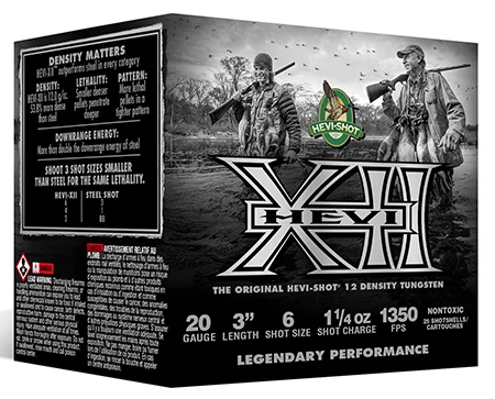 HEVI-Shot HS53206 HEVI-XII20 Gauge 3″ 1 1/4 oz Tungsten 6 Shot 25 Per Box/ 10 Case
