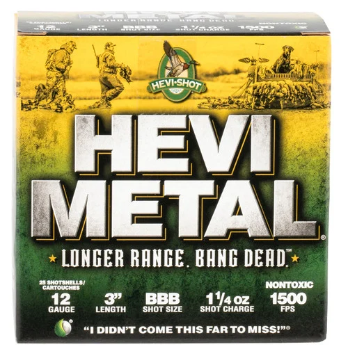 Hevishot Hevi-Metal Longer Range 12 Ga, 3", 1 1/4oz, BBB Shot, 25rd Box