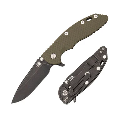 Hinderer XM-18 OD Green – Battle Black 3.5in Plain Battle Black Spear Point
