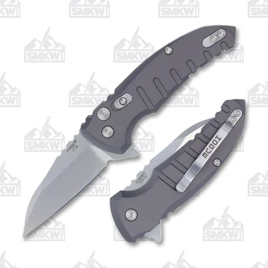 Hogue X1-Microflip Folding Knife Al Grey 2.75in Stonewash Wharncliffe Blade HG24162