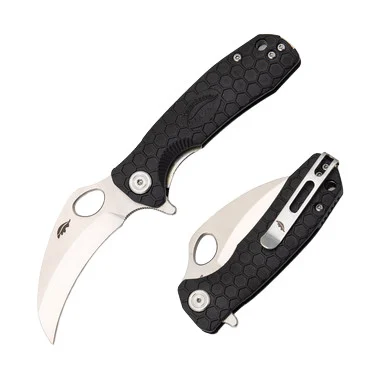 Honey Badger Knives Small Claw Folding Knife Black FRN 2.75in Satin Blade HB1141
