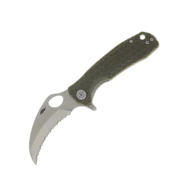 Honey Badger Knives Small Claw Green 2.75in Satin Serrated Blade HB1153