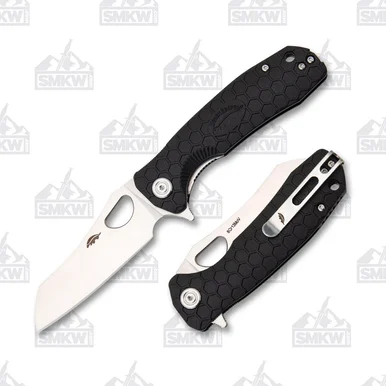 Honey Badger Med Wharncleaver Flipper Knife Black 3.19in Satin Blade HB1038