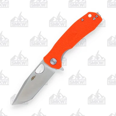Honey Badger Medium Tanto Folding Knife Orange 3.19in Plain Satin Blade HB1336