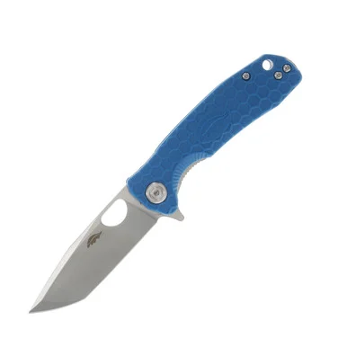 Honey Badger Small Folding Knife Blue 2.81in Plain Satin Tanto HB1344
