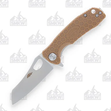 Honey Badger Small Wharncleaver Flipper Knife Tan 2.81in Satin D2 Blade HB1168
