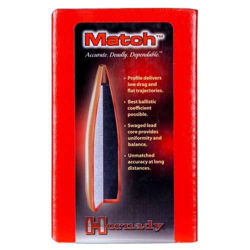 Hornady 3039 Match 308 Caliber .308 155 GR Boat Tail Hollow Point Match 100 Box
