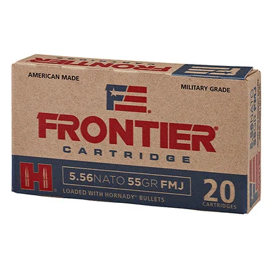 Hornady Frontier Cartridge 556 Nato 62 Grain Brass Centerfire 20 Rounds Full Metal Jacket FR260