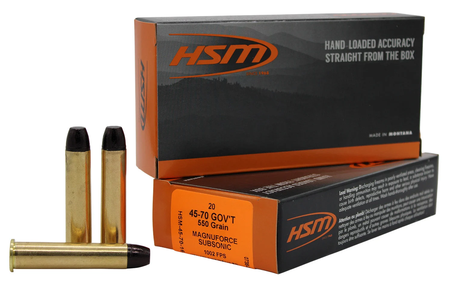 HSM.45-70 Government 550 gr Solid ammo