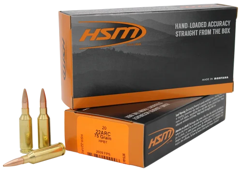 HSM Varmint 22ARC 75gr Hollow Point Boat Tail 20 Per Box