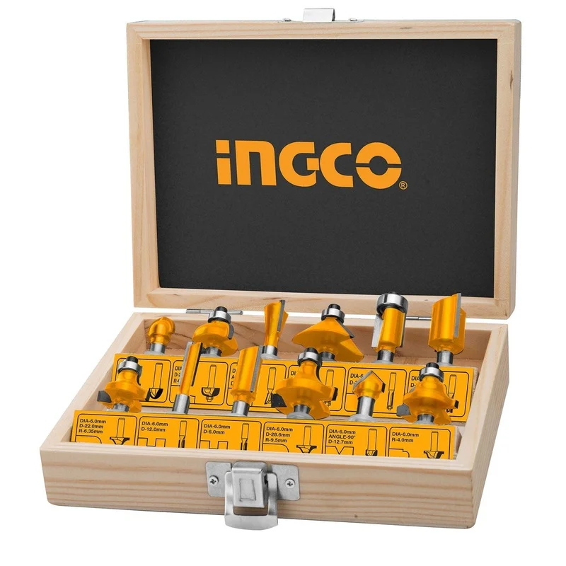 Ingco AKRT12141 12pcs Router Bits Set 1/4″