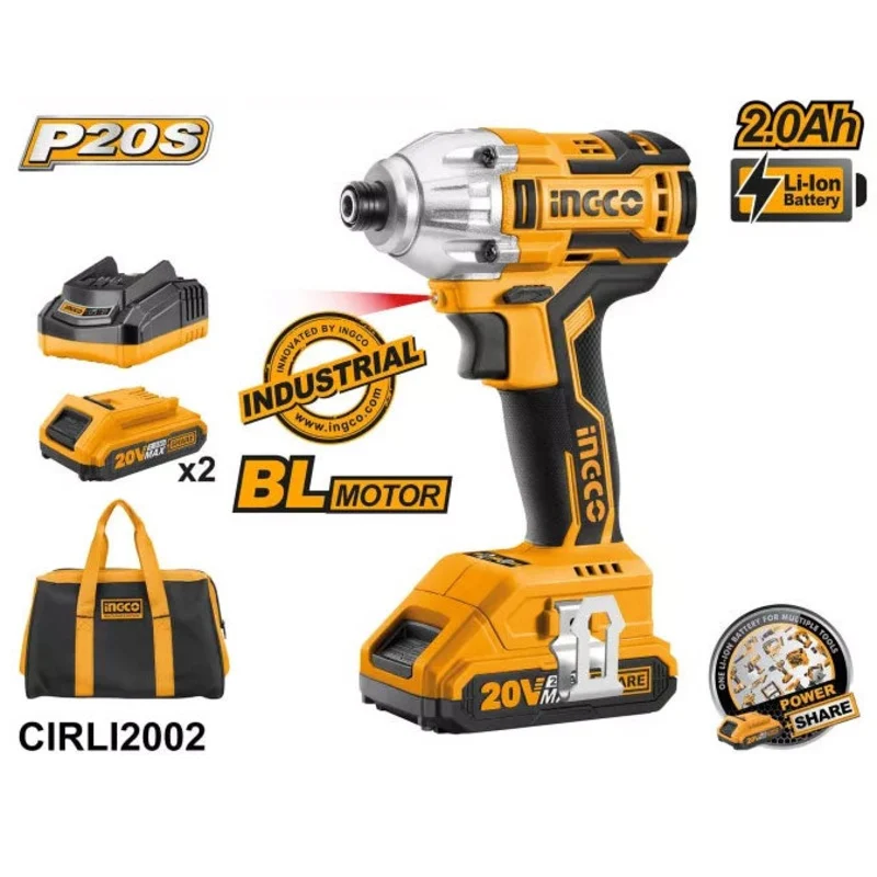 Ingco CIRLI2002 20V Cordless Li-Ion Impact Driver 20V BL Motor
