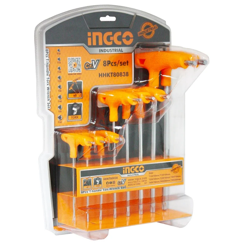 Ingco HHKT80838 8pcs Torx Allen Key Wrench Set (T-Handle)