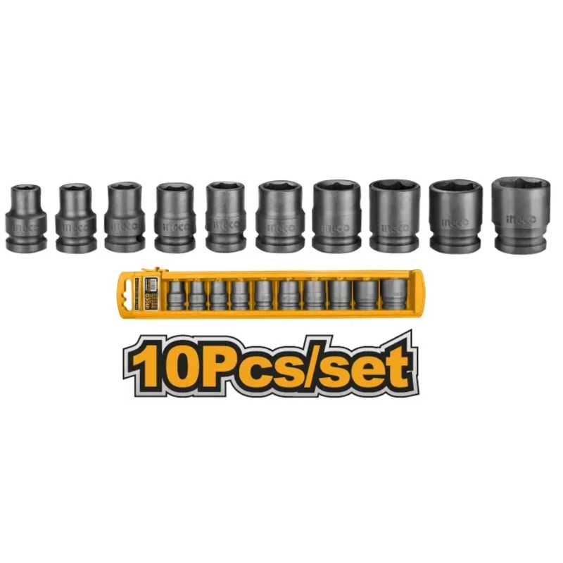 Ingco HKISSD12101 10pcs Impact Socket Wrench Set 1/2″ Drive