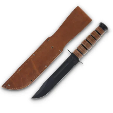 KA-BAR Army Fighting Knife (Plain Edge with Leather Sheath) KA1220