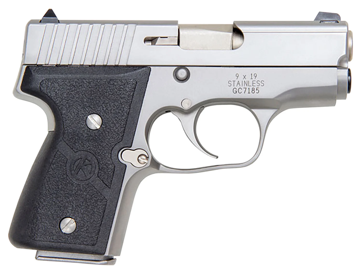 Kahr Arms M9093A MK *CA Compliant 9mm Luger Caliber with 3″ Barrel, 6+1 or 7+1 Capacity, Overall Matte Stainless Steel Finish, Serrated Slide & Textured Wraparound Black Nylon Grip