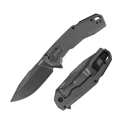 Kershaw Cannonball Folding Knife Gray 3.5in Plain Blackwash Drop Point KS2061