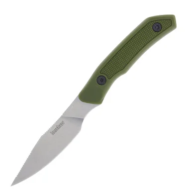 Kershaw Deschutes-Caper Fixed Olive 3.3In Stonewash D2 Steel Clip Point