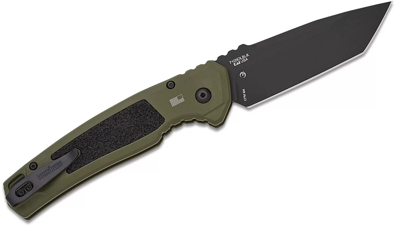 Kershaw Launch 16 – Olive, Black Cerakote finished, Plain-edged M4 Steel Blade
