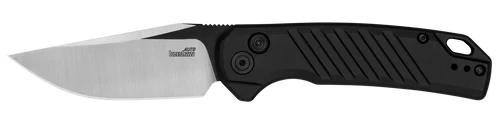 Kershaw Launch 23 Automatic 3.30" Folding Trailing Point Plain Black Cerakote/Satin CPM 154 SS Blade, Black Anodized Aluminum Handle