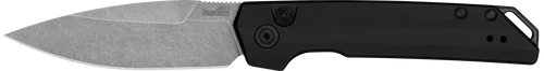 Kershaw Launch Iridium Automatic 3.45" Folding Spear Point Plain Stonewashed CPM MagnaCut Steel Blade, Black Anodized Aluminum Handle