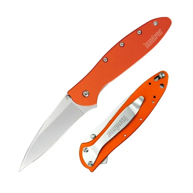 Kershaw Leek Assisted Folding Knife Orange 3in Plain Drop Point Blade KS1660OR