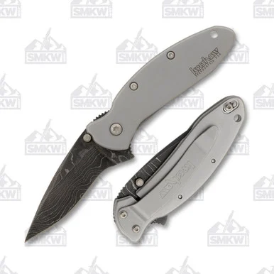 Kershaw Scallion Assisted Folding Knife 2.4in Blackwash Damascus Drop Point KS1620D