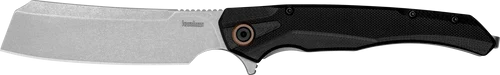 Kershaw Strata 4" Folding Cleaver Plain Stonewashed D2 Steel Blade, Black Bead Blasted G10/SS Handle