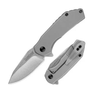 Kershaw Valve Bead Blasted 2.25 Inch Plain Stonewash Drop Point KS1375
