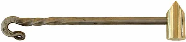 Knapping hammer,for flint lock shooters,brass head, forged iron handle,overall length is 4-3/4",for resharpening gun flints instantly.