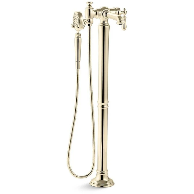 KOHLER Artifacts Single Handle Floor Mount Tub Filler with Hand Shower in Vibrant French Gold | Ferguson