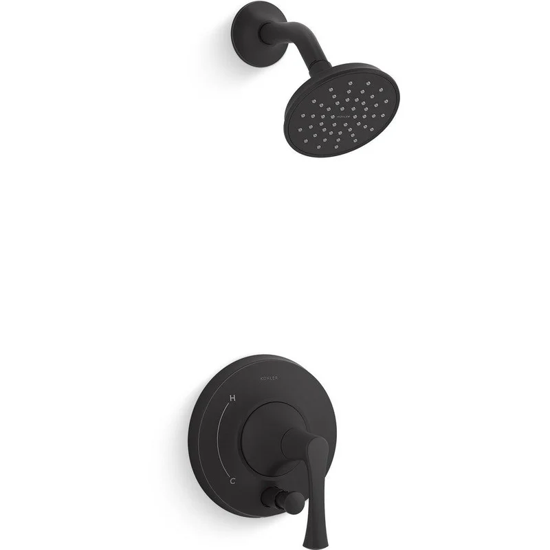 KOHLER Buckley One Handle Single Function Shower Faucet in Matte Black (Trim Only) | Ferguson