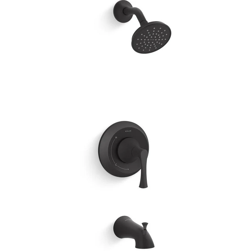 KOHLER Buckley Single Handle Bathtub & Shower Faucet in Matte Black (Trim Only) | Ferguson