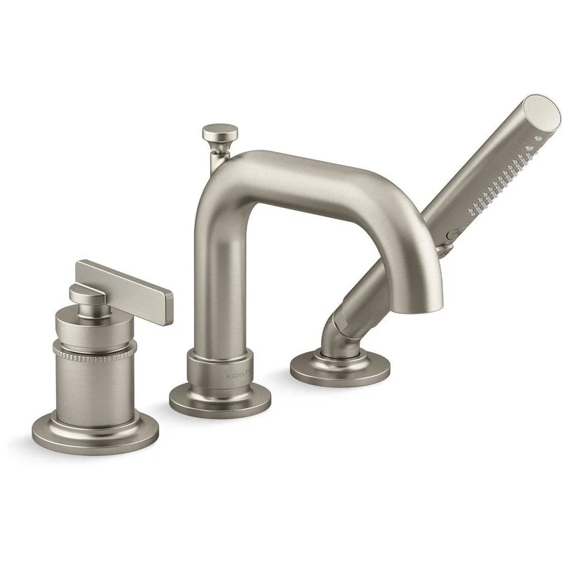 KOHLER Castia by Studio McGee Single Handle Roman Tub Faucet with Hand Shower in Vibrant Brushed Moderne Brass | Ferguson