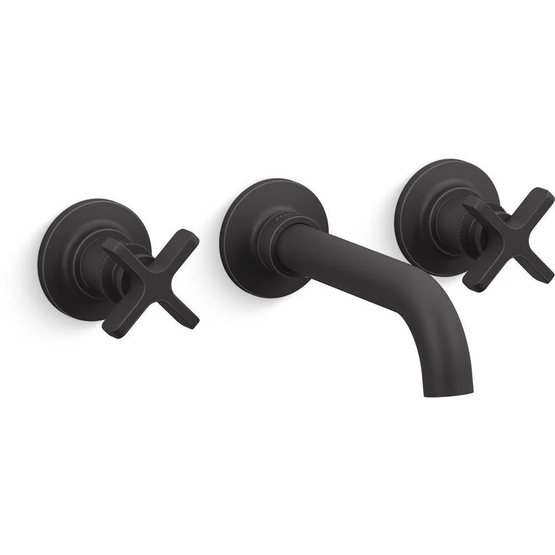 KOHLER Castia by Studio McGee Two Handle Wall Mount Bathroom Sink Faucet in Matte Black | Ferguson