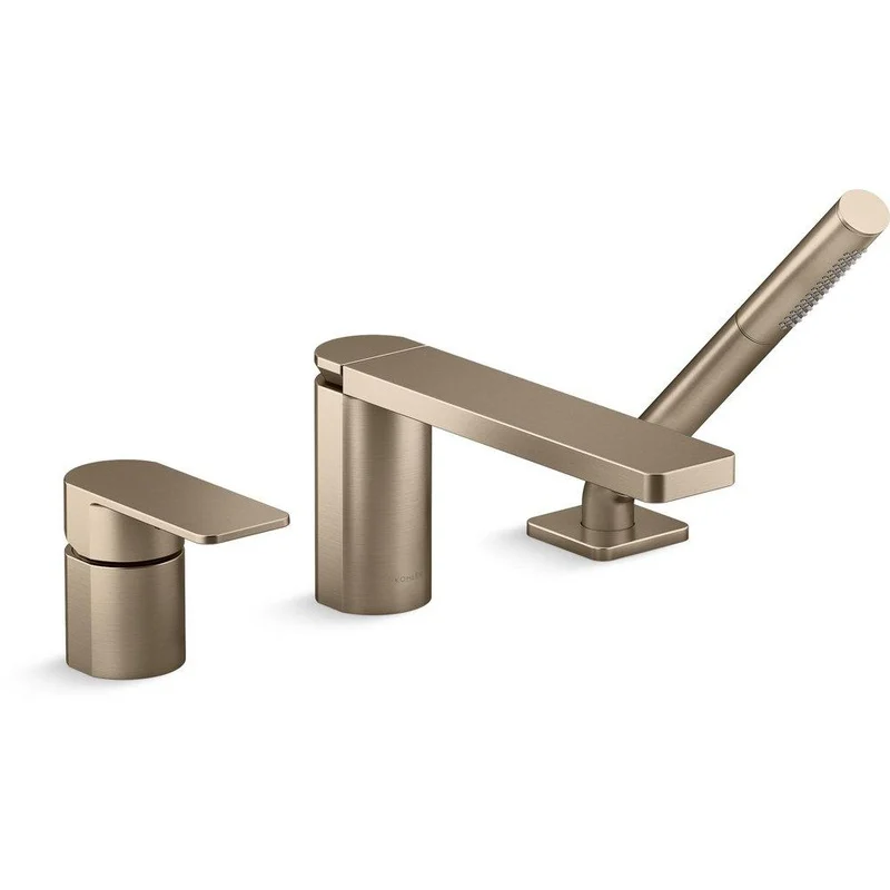 KOHLER Parallel Single Handle Roman Tub Faucet with Hand Shower in Vibrant Brushed Bronze | Ferguson