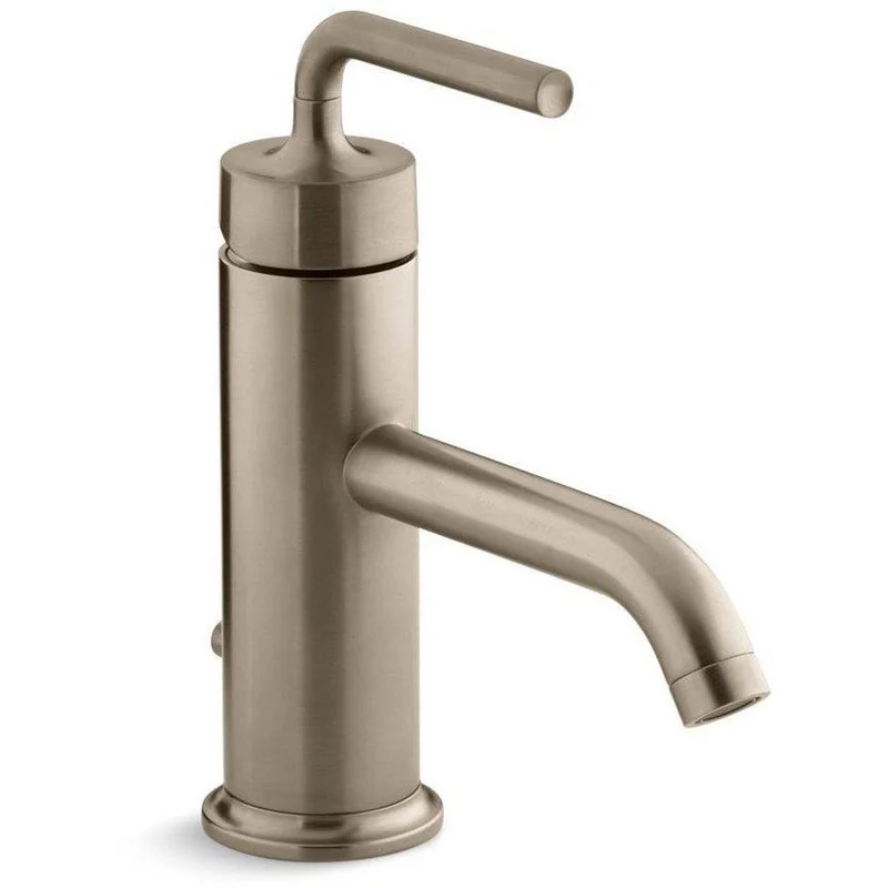 KOHLER Purist Single Handle Monoblock Bathroom Sink Faucet in Vibrant Brushed Bronze | Ferguson