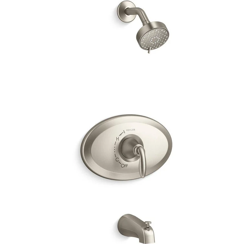 KOHLER Rite-Temp One Handle Single Function Bathtub & Shower Faucet in Vibrant Brushed Nickel (Trim Only) | Ferguson