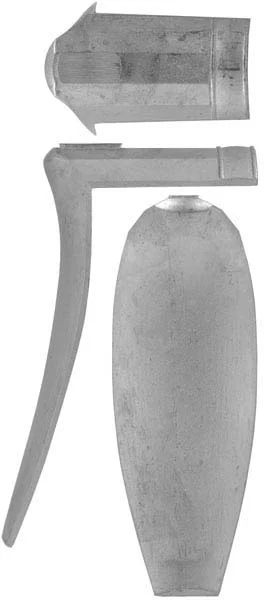 Lancaster Style Buttplate, wax cast steelOverall length 5", width 1-7/8", comb 2-9/16"