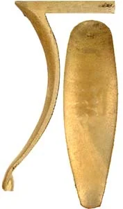 Late Ohio Buttplate, sand cast brassOverall length 3-13/16", width 1-1/8", comb 2-1/16"
