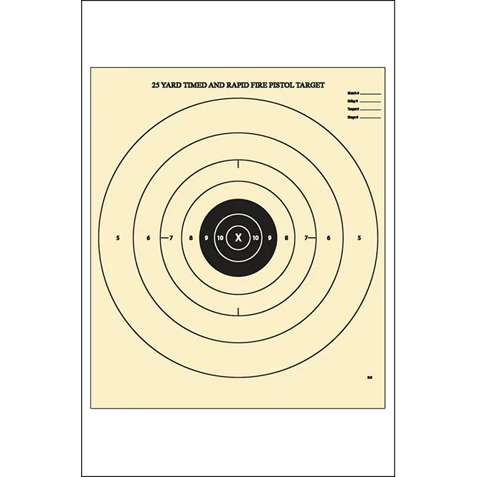 Law Enforcement Targets 25-Yard Timed and Rapid Fire Bull’s Eye Target on Tag Paper, Pack of 50