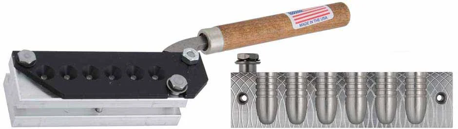 Lee .439" diameter, 381 grain, round nose, six (6) cavity mold blocks with cam-action sprue plate for .43 Spanish requires Lee Handle