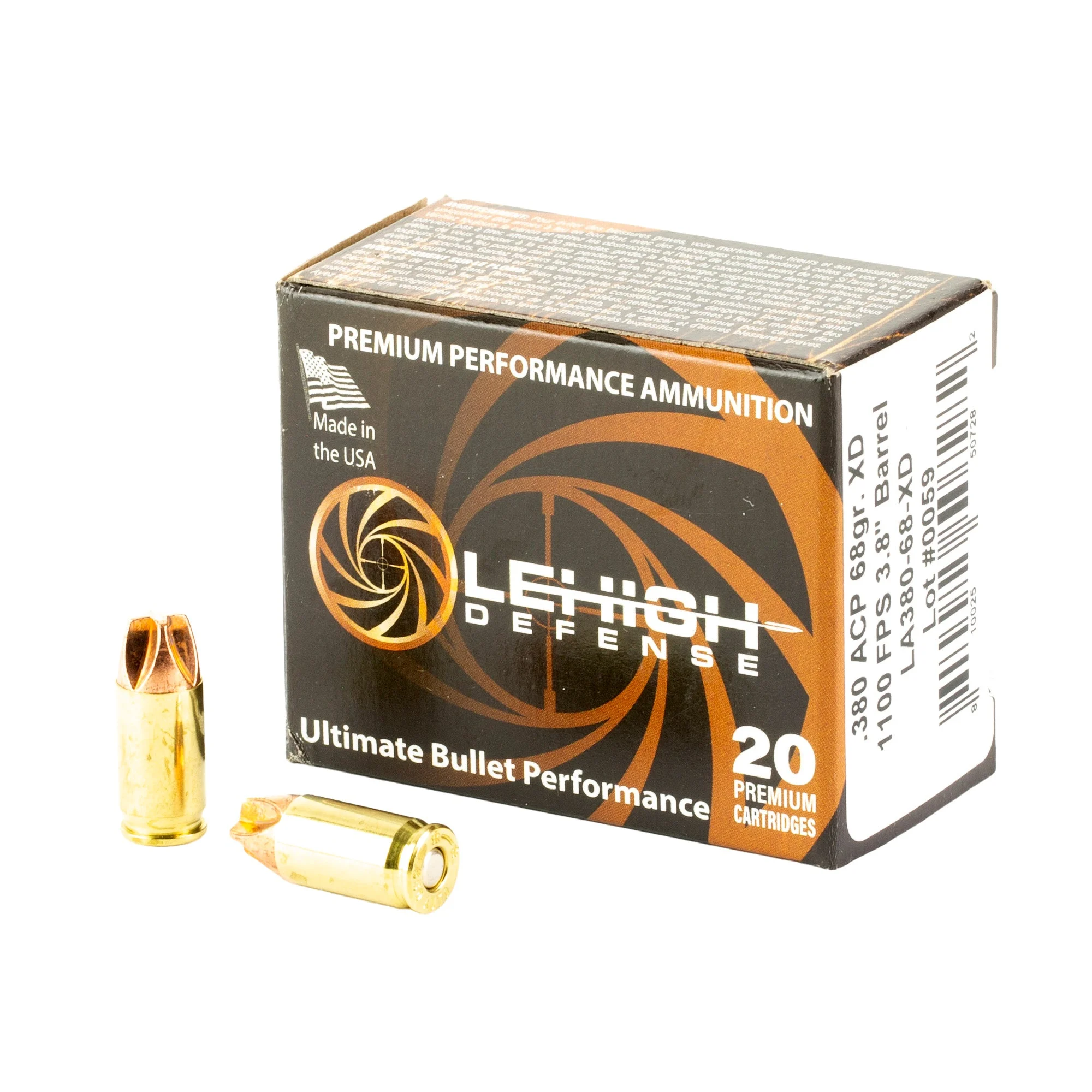 Lehigh Defense LA38068XD Xtreme Defense Fluid Transfer Monolithic68 Grain .380 ACP/Auto